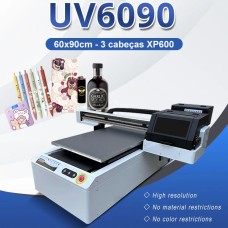Impressora UV6090 com 3 cabeças de impressão
