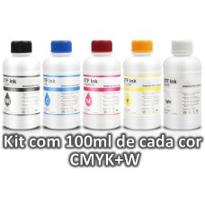 Kit Tinta DTF  CMYK+W 100ml