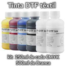 Kit Tinta DTF 250ml cada CMYK 500 ml de Branco